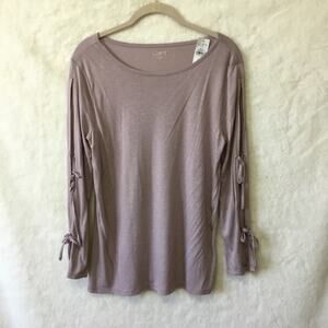 Loft Mauve Long Sleeve Tie-bow Top